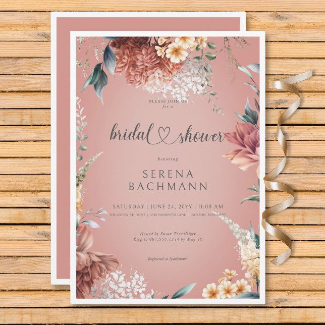 Modernes Romantisches Brautparty Einladung (Modern Romantic Garden Floral Bridal Shower Invitation)