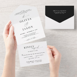 Modernes Romantisches Drehbuch Schwarz-weiß Weddin All In One Einladung