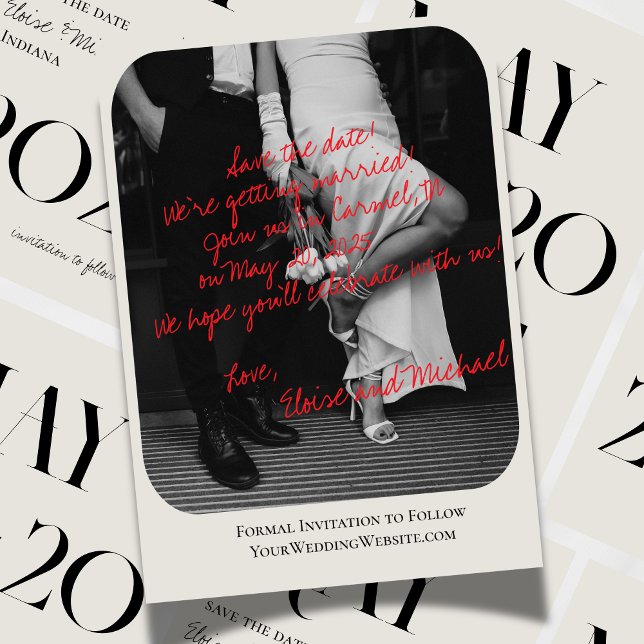 Modernes romantisches handgeschriebenes Foto Save  Einladung (Add a personal touch to your wedding announcement with this Handwritten Photo Save the Date.)