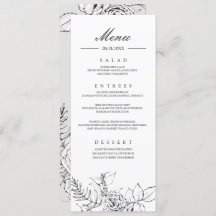 Modernes Romantisches Hochzeitsmenü der Wildblume