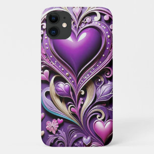 Modernes romantisches lila Herz Case-Mate iPhone Hülle