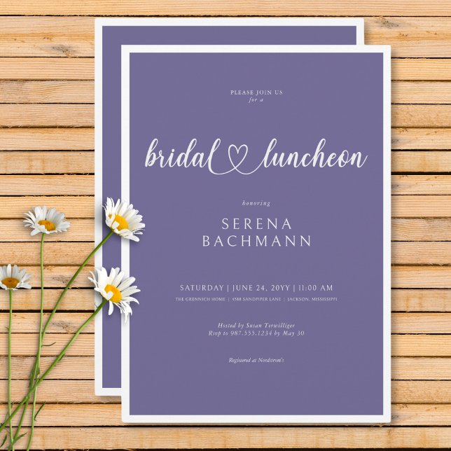 Modernes Romantisches Minimal Lavender Bridal Einladung (Modern Romantic Minimal Lavender Bridal Luncheon Invitation)