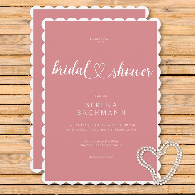 Modernes romantisches Minimal-Rosa Brautparty Einladung (Modern Romantic Minimal Pink Bridal Shower Invitation)
