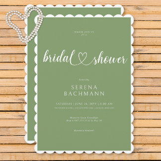 Modernes Romantisches Minimal Sage Green Brautpart Einladung