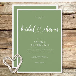Modernes Romantisches Minimal Sage Green Brautpart Einladung