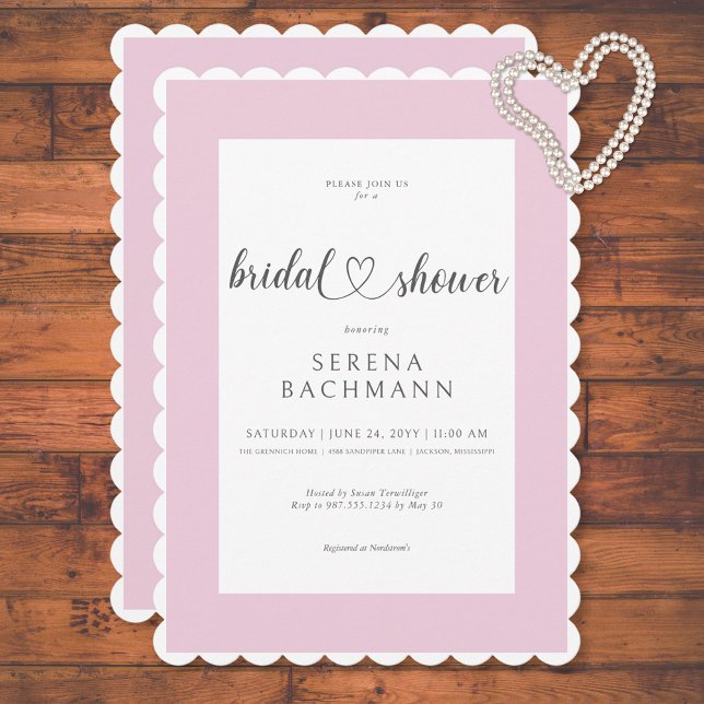 Modernes Romantisches Rosa und Weiß-Brautparty Einladung (Modern Romantic Pink & White Bridal Shower Invitation)