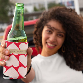 Modernes Romantisches rotes und rosa Herzmuster Dosenkühler