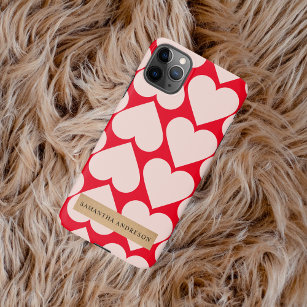 Modernes Romantisches rotes und rosa Herzmuster iPhone 11 Hülle