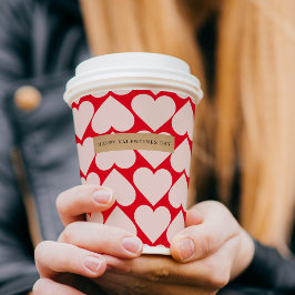 Modernes Romantisches rotes und rosa Herzmuster Pappbecher