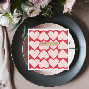 Modernes Romantisches rotes und rosa Herzmuster Serviette