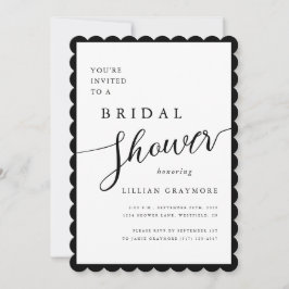 Modernes Romantisches Script-Scallop-Brautparty Einladung