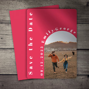 Modernes romantisches Viva Magenta Arch Foto Hochz Save The Date