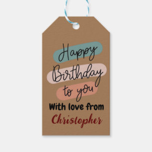 Modernes Rosa aquamarin Happy Birthday Gift Tag Geschenkanhänger
