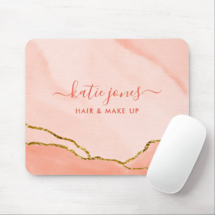 Modernes Rosa Aquarell & Imitate Gold Business Mousepad
