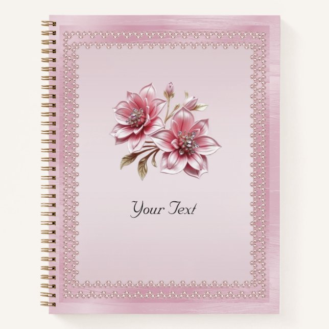 Modernes rosa Blume Notebook Notizbuch (Vorderseite)
