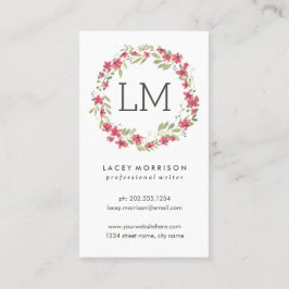 Modernes rosa Blumen Blumewreath-| Visitenkarte