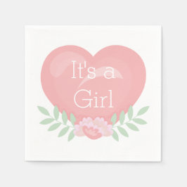 Modernes rosa Blumenherz Es ist eine Girl Baby Dus Serviette