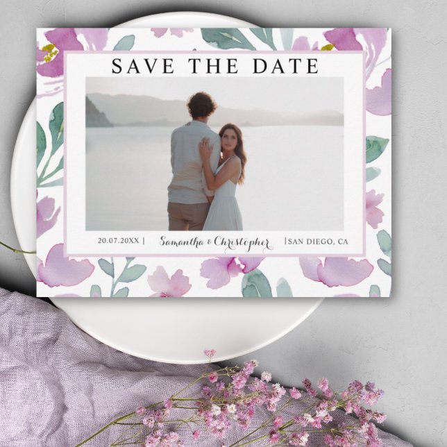 Modernes rosa Blumenmuster Save the Date Postkarte (Von Creator hochgeladen)