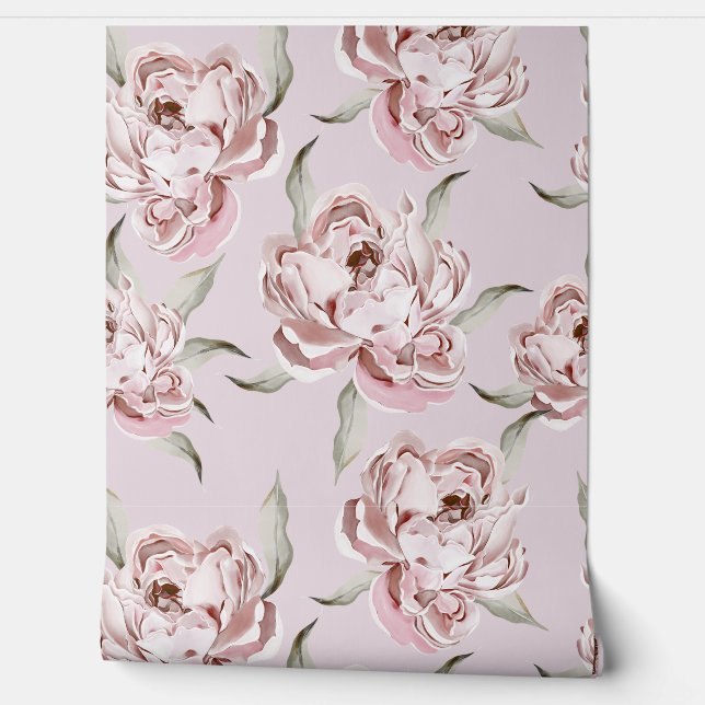 Modernes rosa Blumenmuster Tapete (Abrollen)
