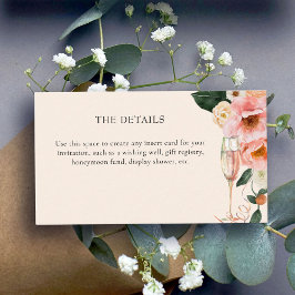 Modernes rosa Brautparty mit floralen Champagner Begleitkarte