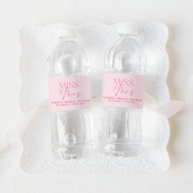 Modernes Rosa-Bright-Brautparty Rose Wasserflaschenetikett (Pink Bridal Shower Water Bottle Labels - Matching items available.)