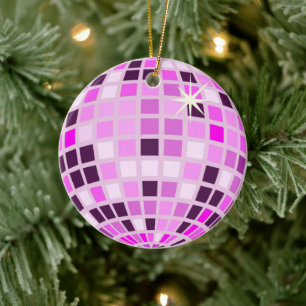 Modernes Rosa Diskothek Ball Keramik Ornament