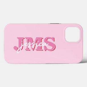 Modernes rosa, dreimal buchstabiges Monogramm Case-Mate iPhone Hülle