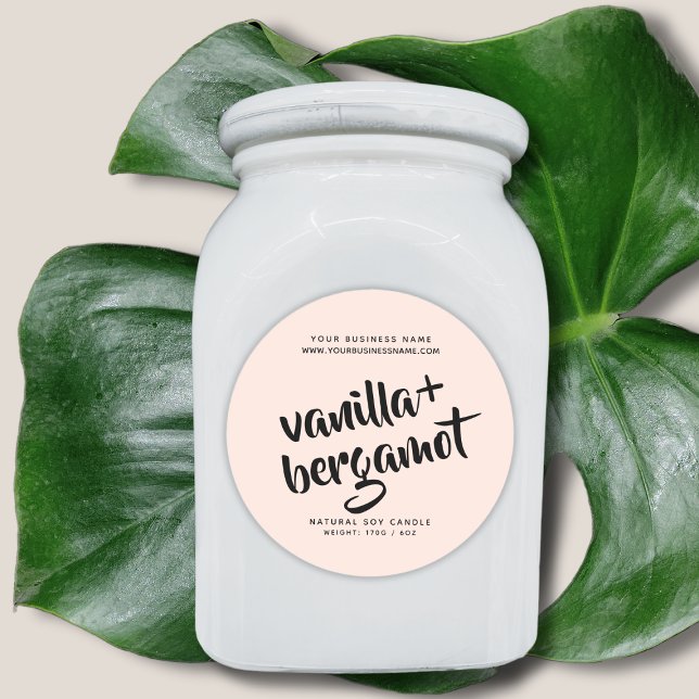 Modernes, rosa Duftkerzenlabel Runder Aufkleber (Von Creator hochgeladen)