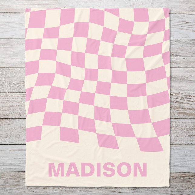 Modernes rosa dunkles Muster Monogramm Fleecedecke (Von Creator hochgeladen)