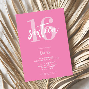 Modernes Rosa Elegant zum 16. Geburtstag Einladung