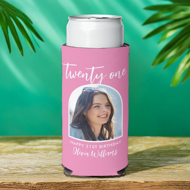 Modernes Rosa Elegantes Foto 21. Geburtstag Selters Dosenkühler (Von Creator hochgeladen)