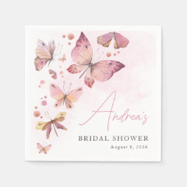 Modernes Rosa Er gibt mir Schmetterlinge Brautpart Serviette