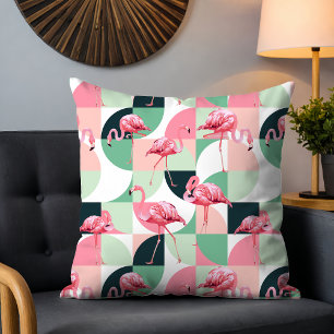 Modernes rosa Flamingo Geometric Girly Chic Muster Kissen