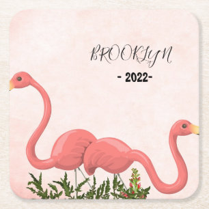 Modernes rosa Flamingo Rechteckiger Pappuntersetzer