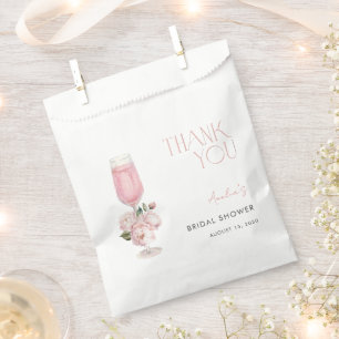 Modernes Rosa Floral Vielen Dank Brautparty Geschenktütchen