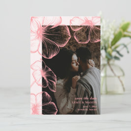 Modernes Rosa Foto Elegante Hochzeit Save The Date