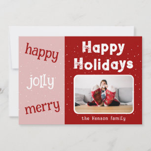 Modernes Rosa Foto Snowflake Weihnachten Glücklich