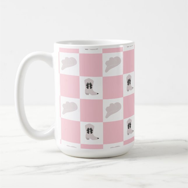 Modernes rosa gekreuztes Cowgirl Rodeo Muster Kaffeetasse (Links)
