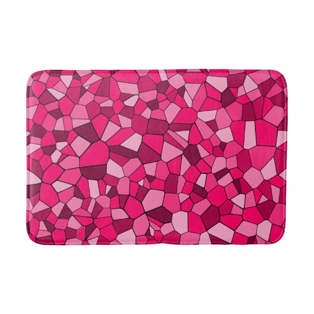 Modernes rosa geometrisches Mosaikmuster Badematte (Vorderseite)