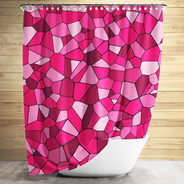 Modernes rosa geometrisches Mosaikmuster Duschvorhang (Modern Pink Geometric Mosaic Pattern Shower Curtain)