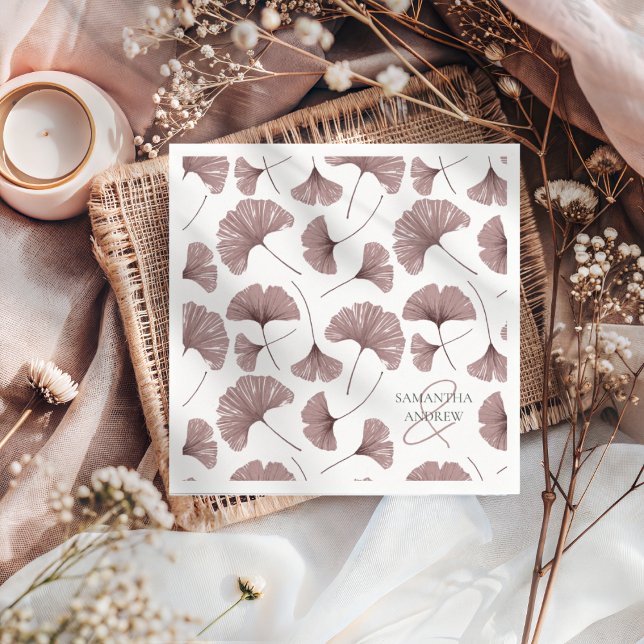 Modernes, rosa Ginkgo Foliage Muster Serviette (Von Creator hochgeladen)