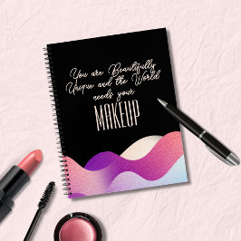 Modernes, rosa glänzendes Wave Funny Makeup Zitat Notizbuch