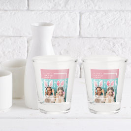 Modernes rosa glückliches gesegnetes Ostern | FOTO Schnapsglas