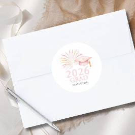 Modernes Rosa Gold 2026 Abschluss Runder Aufkleber