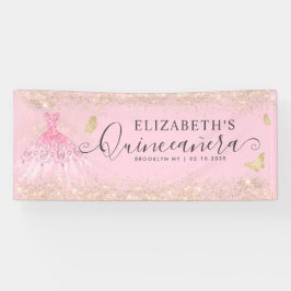 Modernes Rosa Gold Gourmet Quinceañera Willkommen Banner