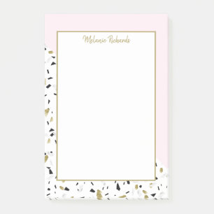 Modernes Rosa Gold Marbella Terrazzo Muster Post-it Klebezettel
