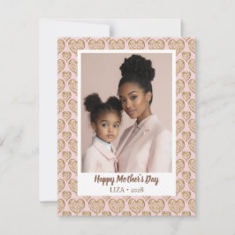 Modernes Rosa Golden Hearts Mother Day Foto Feiertagskarte