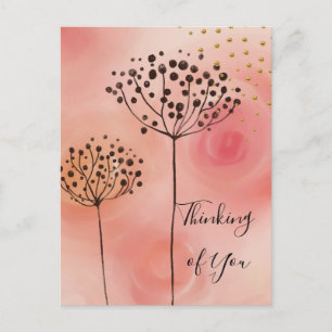 Modernes rosa Goldenes Denken Postkarte