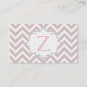 Modernes rosa, grau Zickzack Monogramm personalisi Visitenkarte