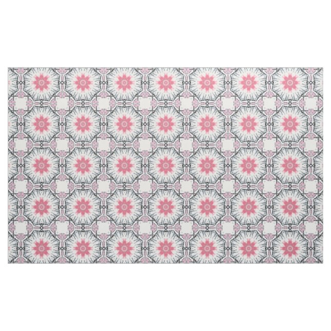Modernes rosa graues Fretwork Cotton Twill Stoff (Yard (91,4 cm))